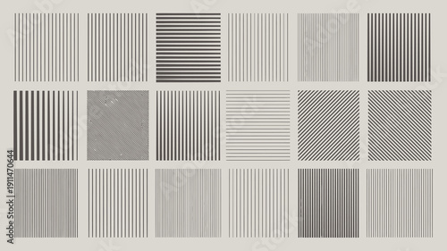 A grid of sixteen squares displays varying densities of parallel black lines on a light gray background demonstrating visual texture high quality professional detailed modern elegant