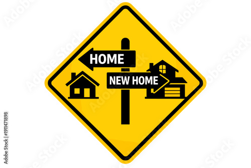 Road sign indicating choice between home and new home
