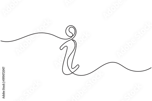 Information icon continuous one line art minimalist outline symbol design