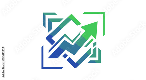 Modern upward growth arrow icon pattern representing financial progress, success, and strategic development. This clean geometric design symbolizes business expansion, investment growth, profit increa