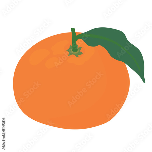葉っぱ付きのみかんまたはオレンジのベクターイラスト