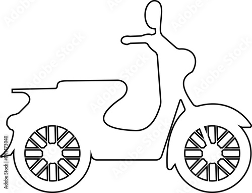 Motorcycle and scooter vector, transport silhouette and outline , modern bike symbol group isolated on transparent background for urban mobility design