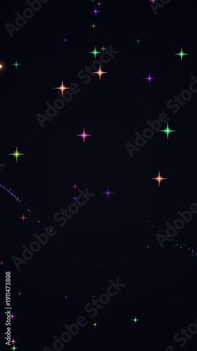 Wallpaper Mural Abstract Dark Background with Bright Multicolored Star Shapes Motion Animation Torontodigital.ca