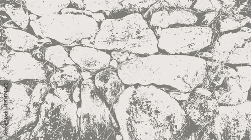 13-13. Surface texture vector image of irregular stone walls with dry vines remaining - illustration.