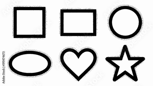 A simple graphic displays a variety of basic geometric shapes in black outlines on a plain white background high quality professional detailed modern elegant stylish clean