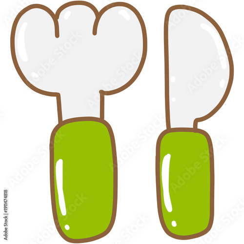 Miniature knife and fork