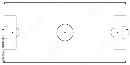 Football fields top view. Soccer grass fields with chalk lines. Green grass field background. Vector Football - Soccer Field. Scheme and marking of the football field, soccer field. 