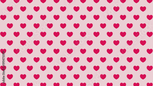A repeating pattern showcases numerous bright pink hearts distributed across a soft pale pink background creating a playful design high quality professional detailed modern elegant stylish