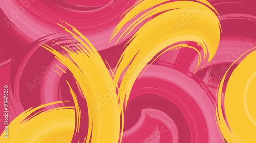 An abstract background features swirling brushstrokes of vibrant yellow paint contrasted against a rich textured pink backdrop high quality professional detailed modern elegant stylish clean crisp