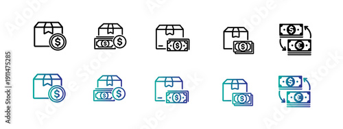 Cash on Delivery, Payment, and Currency Exchange Icons Set