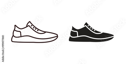 Sneaker icon in line design. editable stroke icons pack