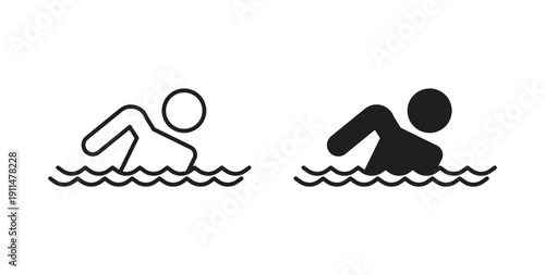 Swimming icon in line design. editable stroke icons pack