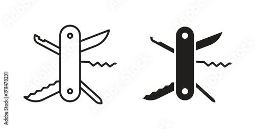 Swiss Knife icon in line design. editable stroke icons pack