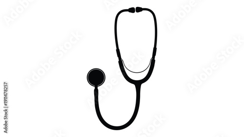 A black and white illustration of a stethoscope on a white background Vector
