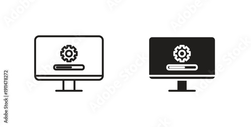 System update icon in line design. editable stroke icons pack