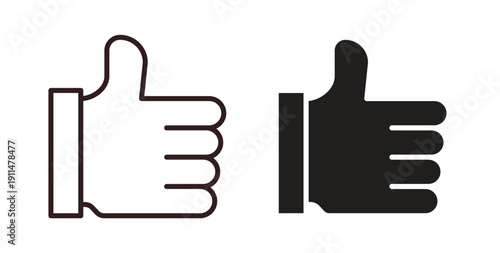 Thumb icon in line design. editable stroke icons pack