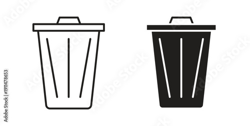 Trash Bin icon in line design. editable stroke icons pack