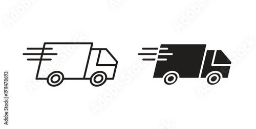 Truck icon in line design. editable stroke icons pack