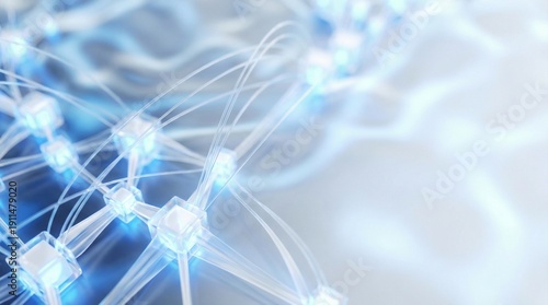 Futuristic Digital Technology Concept with Neural Network and Cyber Security Visualization