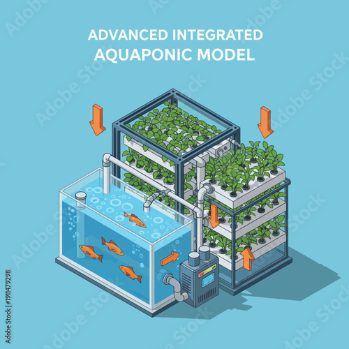 Aquaponic System with Fish and Plants.