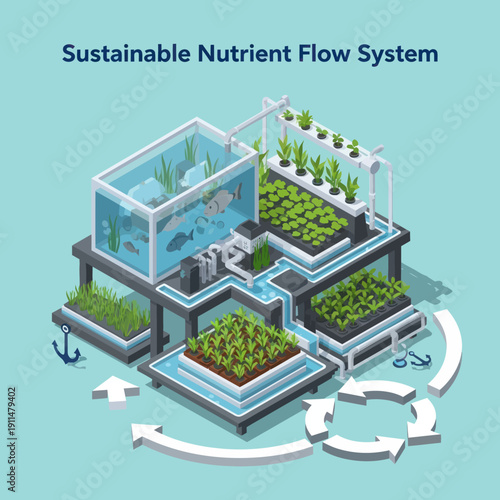 Sustainable Nutrient Flow System Aquaponics Diagram.