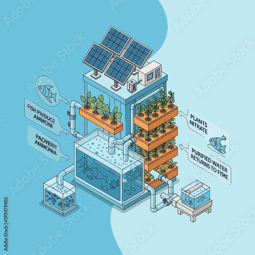 Vertical Farm with Solar Panels and Hydroponics.