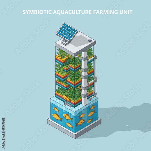 Vertical Symbiotic Aquaculture Farming Unit Structure.