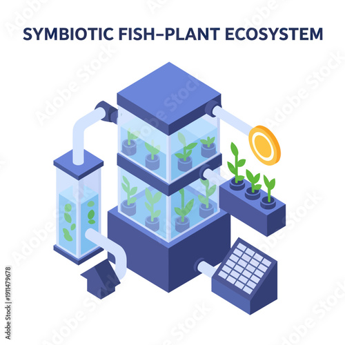Aquaponics System with Fish and Plants.