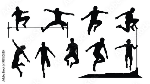 Diverse group of people performing various athletic activities and exercises Vector
