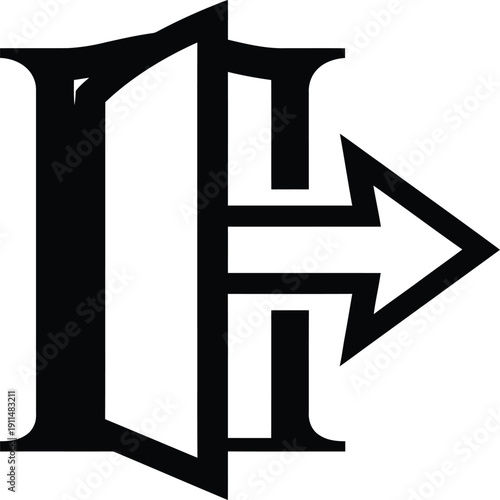 Decorative letter e with an arrow pointing right, combined into a single ornate symbol