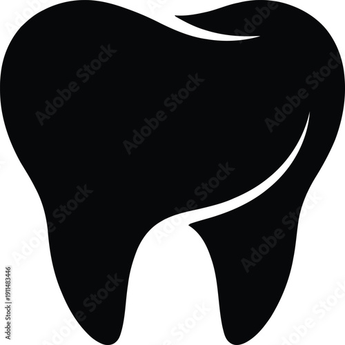 Isolated black tooth silhouette detailed anatomy root and crown medical icon vector