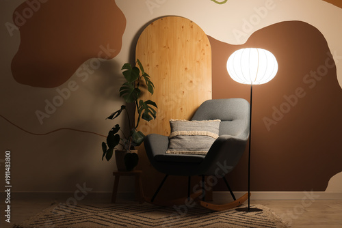 Interior of dark room with ...