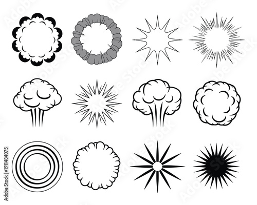Collection of Comic Book Style Explosion and Sound Effect Graphics