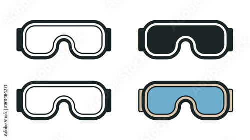 Goggles in black white and blue eyewear