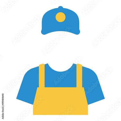 Simple worker uniform with cap and apron illustration icon