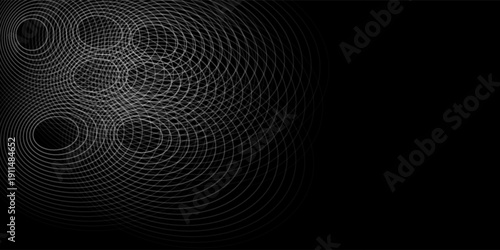 Create a bold look with a centric circle background featuring vector graphics of sound waves. The black and white color ring and spinning circle target add a modern touch.