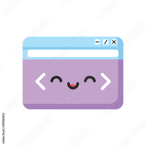 A smiling purple browser window with a blue bar and a winking face.