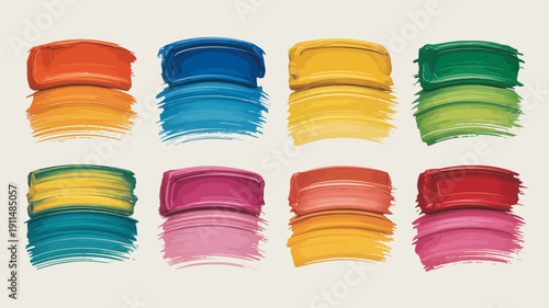 A vibrant arrangement of colorful paint strokes is displayed in stacked rows showcasing a spectrum of hues and textures high quality professional detailed modern elegant stylish