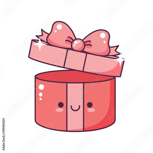 A cheerful cartoon gift box with a bow opens to reveal its contents happily.