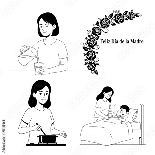 Dia de la Madre Decorative Badge SVG Bundle – 4 Typography Designs