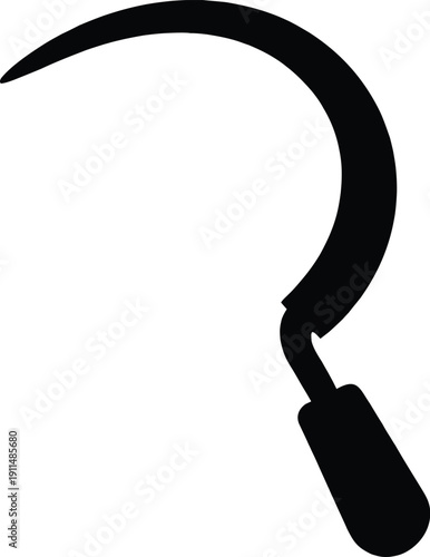 Sickle tool silhouette vector, Grass sickle icon vector