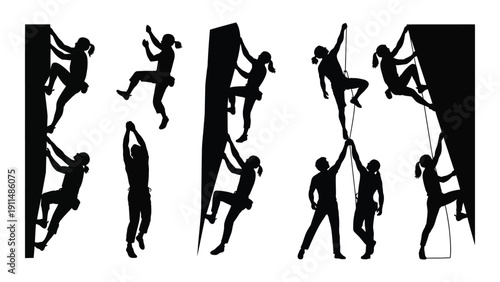 A dynamic illustration of various activities and sports in black and white Vector