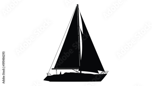 A sleek sailboat gliding across the water with its sails fully unfurled. Vector