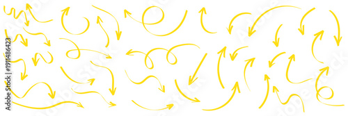 Set of hand drawn arrow vector icons. Simple lines hand drawn black arrows in various style. Set of simple of hand drawn black arrows. Black hand-drawn arrow signs or symbols. Black hand drawn arrow