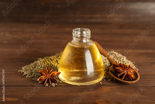 Bottle of essential oil cap...