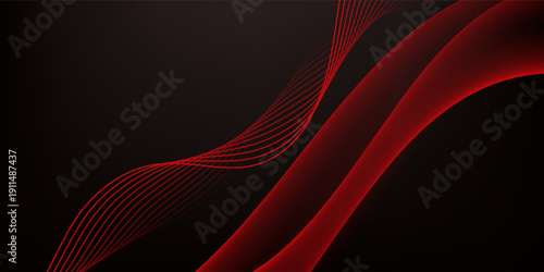 Dynamic Red Abstract Waves on Dark Background