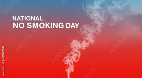 National no smoking day concept with fading smoke on gradient background
