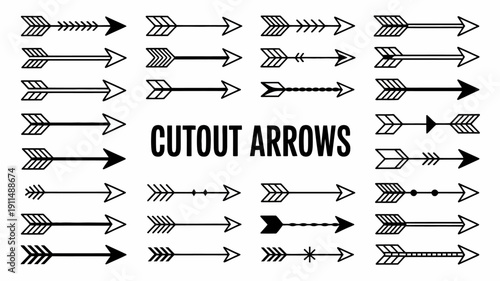 A collection of various black arrows pointing in different directions is displayed against a white background with text high quality professional detailed modern elegant stylish clean
