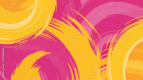 A vibrant abstract artwork features sweeping brushstrokes of golden yellow against a rich magenta background creating a dynamic visual texture high quality professional detailed modern elegant
