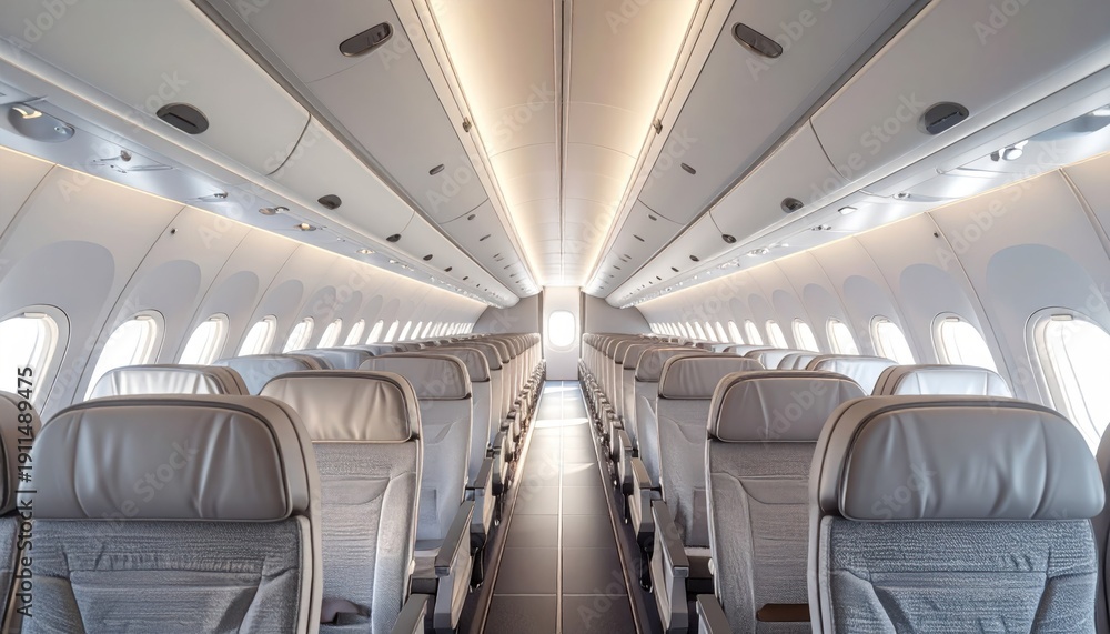 Fototapeta premium Airplane interior passenger cabin